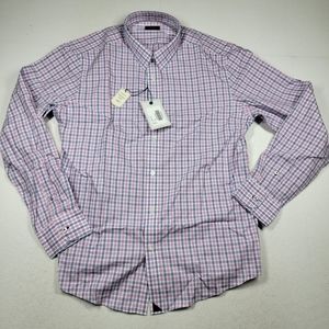 UNTUCKit XL Slim Men's Long Sleeve Button Up Shirt Pink Blue Checks